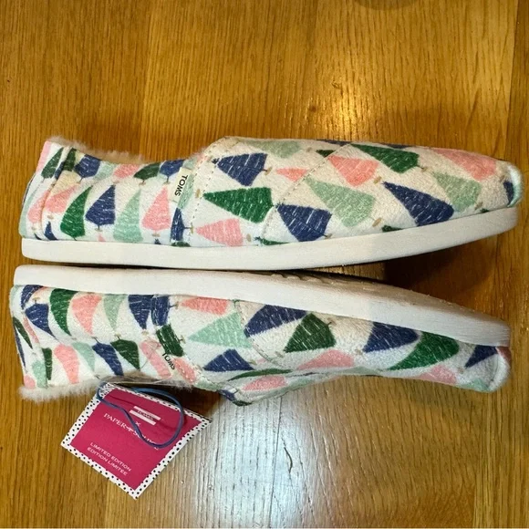 TOMS X Paper Source White/Bottle Brush Trees Alpargata Ortholite Slip-On Shoes 7 - Picture 3 of 7